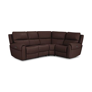 Ezra Group 2 Electric Recliner with Power Headrest & Lumbar Support - Left Hand in Chestnut Leather