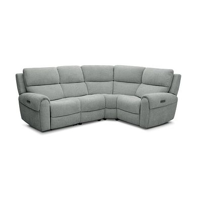 Ezra Group 2 Electric Recliner with Power Headrest & Lumbar Support - Left Hand in Hopsack Platinum Fabric