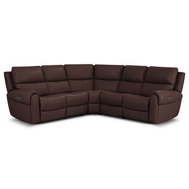 Ezra Group 3 Electric Recliner with 1 Storage Drawer in Chestnut Leather