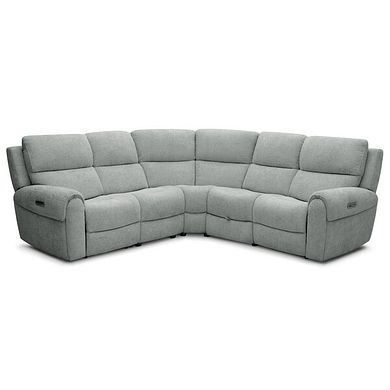 Ezra Group 3 Electric Recliner with 1 Storage Drawer in Hopsack Platinum Fabric