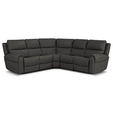 Ezra Group 3 Electric Recliner with 1 Storage Drawer in Storm Leather