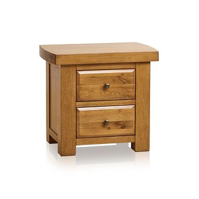 Hercules Rustic Solid Oak 2 Drawer Bedside Table