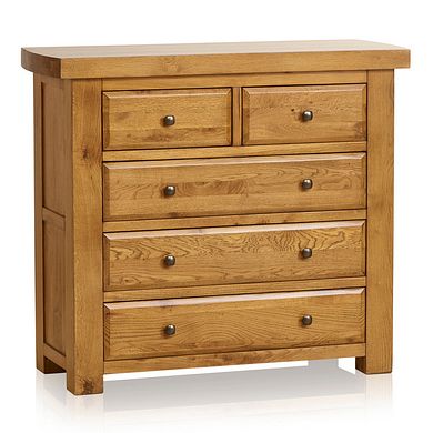Hercules Rustic Solid Oak 3+2 Drawer Chest