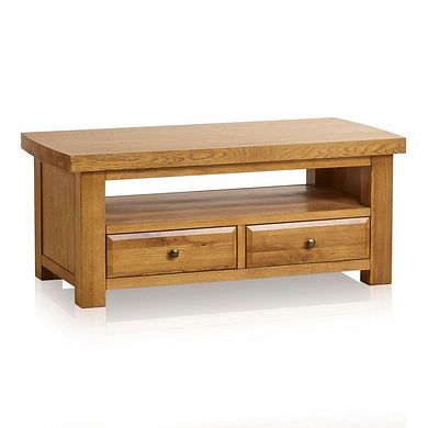 Hercules Rustic Solid Oak 2 Drawer Coffee Table