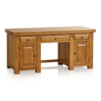 Hercules Rustic Solid Oak Computer Desk
