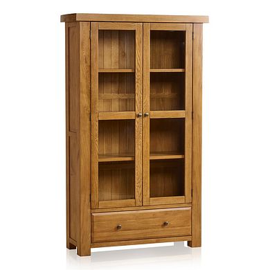 Hercules Rustic Solid Oak Display Cabinet