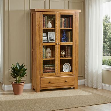 Hercules Rustic Solid Oak Display Cabinet