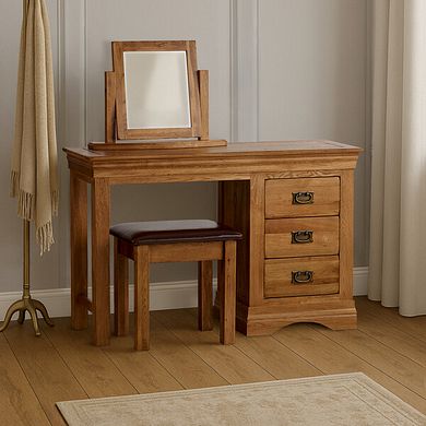 French Farmhouse Rustic Solid Oak Dressing Table