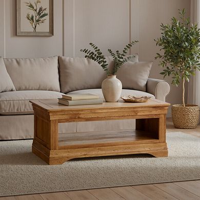 French Farmhouse Rustic Solid Oak Coffee Table