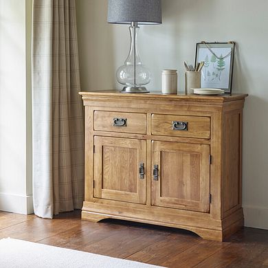 French Farmhouse Rustic Solid Oak Small Sideboard