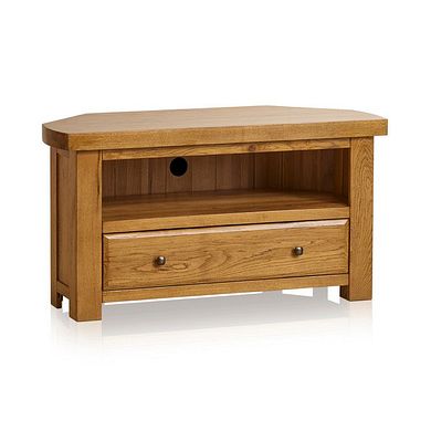 Hercules Rustic Solid Oak Corner TV Cabinet