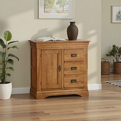 French Farmhouse Rustic Solid Oak Storage Cabinet