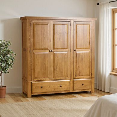 Hercules Rustic Solid Oak Triple Wardrobe