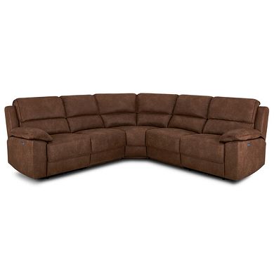 Goodwood Electric Reclining Modular Group 3 in Ranch Dark Brown Fabric