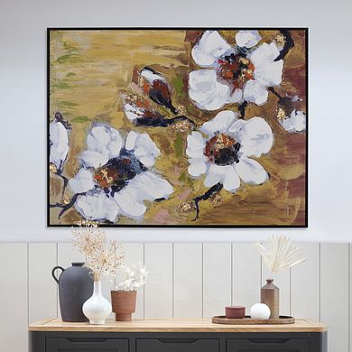 Grandiflora Handpainted Framed Canvas Print