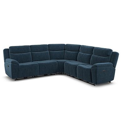 Hadley Large Corner Electric Recliner Sofa with Power Headrests  in Amigo Navy Fabric