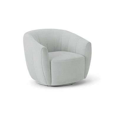 Halle Swivel Chair in Chenille Light Grey Fabric