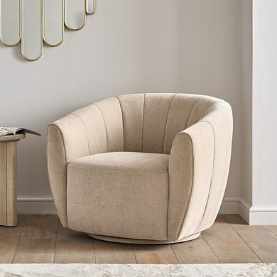 Halle Swivel Chair in Chenille Linen Fabric