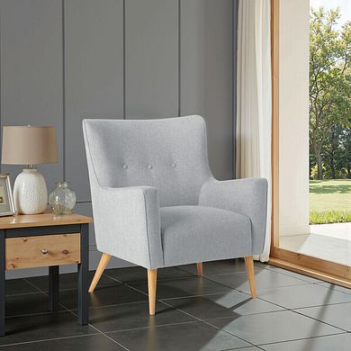 Harris Accent Chair in Linen Nickel Fabric