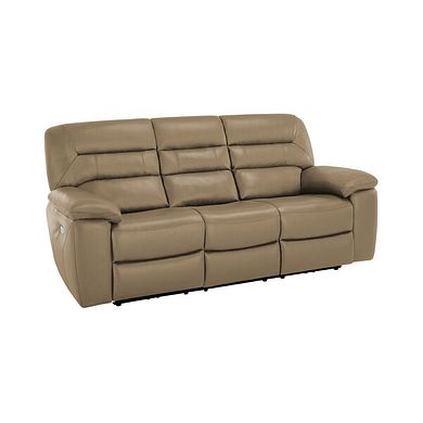 Hastings 3 Seater Electric Recliner Sofa in Beige Leather
