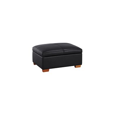 Hastings Storage Footstool in Black Leather