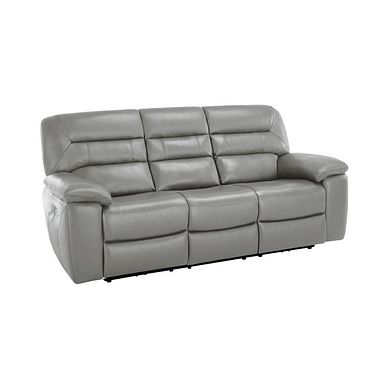 Hastings 3 Seater Electric Recliner Sofa in Light Grey Leather