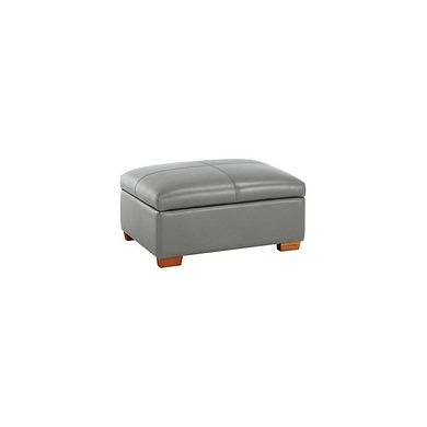 Hastings Storage Footstool in Light Grey Leather