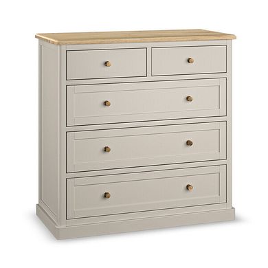 Henley Natural Oak and Stone Painted Hardwood 5 Drawer Chest