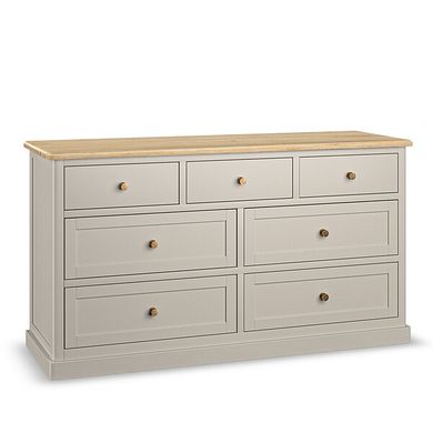 Henley Natural Oak and Stone Painted Hardwood 7 Drawer Chest