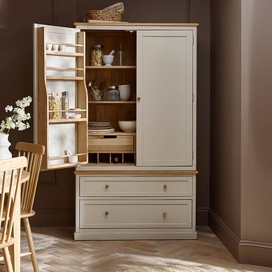 Henley Natural Oak and Stone Painted Hardwood Large Larder