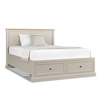 Henley Natural Oak and Stone Painted Hardwood Storage Double Bed