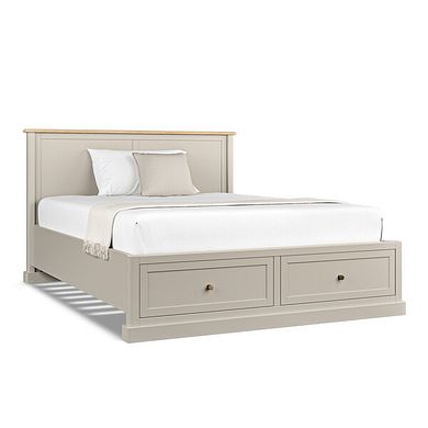 Henley Natural Oak and Stone Painted Hardwood Storage King-size Bed