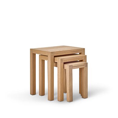 Highworth Natural Solid Oak Nest of 3 Tables