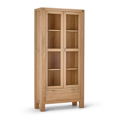 Highworth Natural Solid Oak Tall Glazed Display Cabinet
