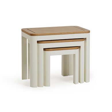 Hove Natural Oak and Painted Nest of 3 Tables