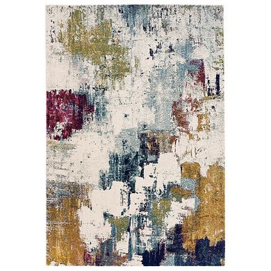 Impasto Rug 160 x 230cm - GreyBlueMustardRed