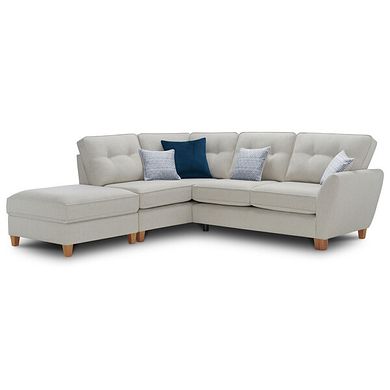 Inca Right Hand Corner Chaise Sofa in Christy Collection Silver Fabric
