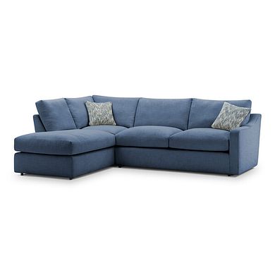 Isabella Right Hand Corner Chaise Sofa in Polly Navy Fabric with Navy Scatter Cushions