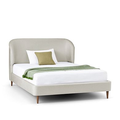 Islington Double Bed with Dark feet in Smooth Stone Fabric