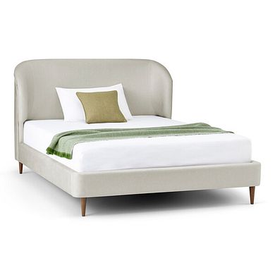 Islington King-Size Bed with Dark feet in Smooth Stone Fabric