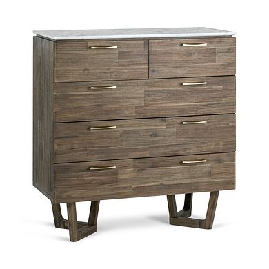 Islington Marble and Dark Acacia 2+3 Chest of Drawers