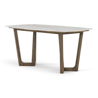 Islington Marble and Dark Acacia Fixed Dining Table 180cm
