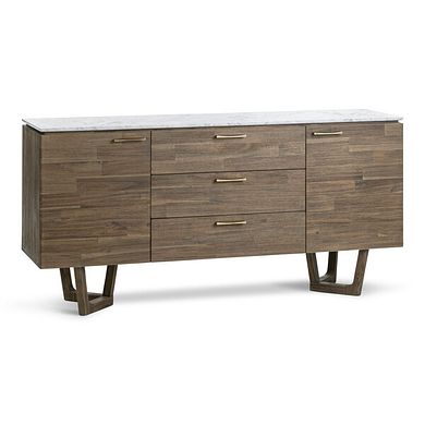 Islington Marble and Dark Acacia Large Sideboard