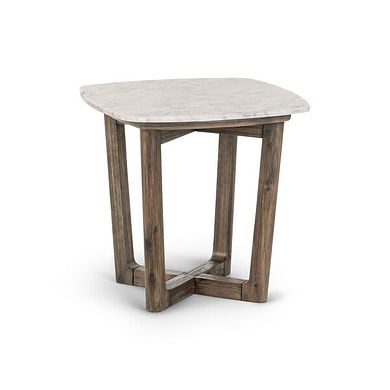 Islington Marble and Dark Acacia Side Table