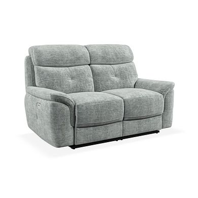 Iver 2 Seater Electric Recliner Sofa in Plush Silver Fabric