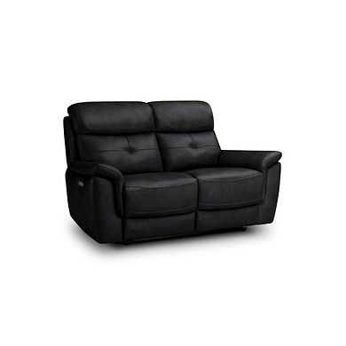 Iver 2 Seater Electric Recliner Sofa with Power Headrests in Odyssey Black Leather