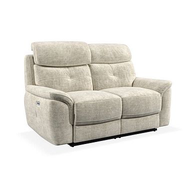 Iver 2 Seater Electric Recliner Sofa with Power Headrests in Plush Beige Fabric