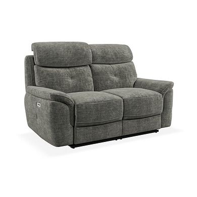 Iver 2 Seater Electric Recliner Sofa with Power Headrests in Plush Charcoal Fabric