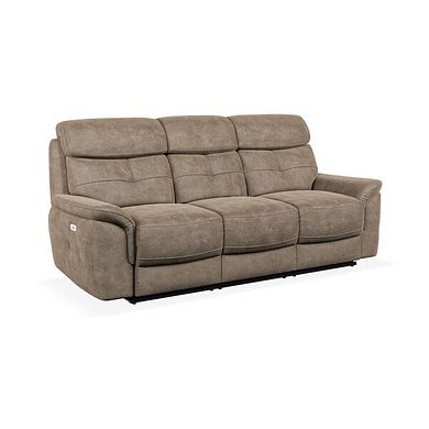 Iver 3 Seater Electric Recliner Sofa in Miller Earth Brown Fabric