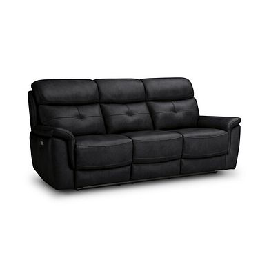 Iver 3 Seater Electric Recliner Sofa in Odyssey Black Leather